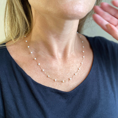 Colar Pérolas Pequenas Ouro 18k