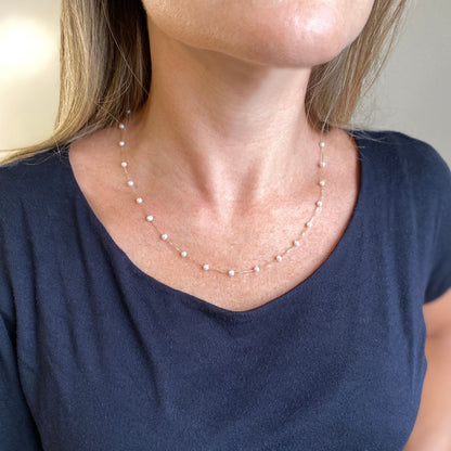 Colar Pérolas Pequenas Ouro 18k