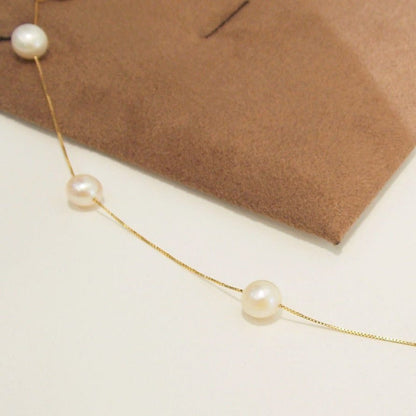 Colar Pérolas Batata Ouro 18k