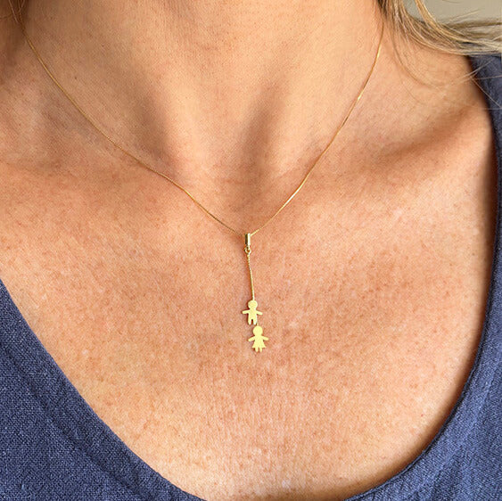 Colar Família Casal Filhos Ouro 18k
