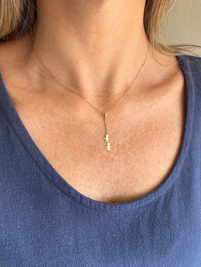 Colar Família Casal Filhos Ouro 18k