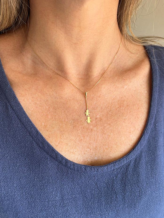 Colar Família Casal Filhos Ouro 18k