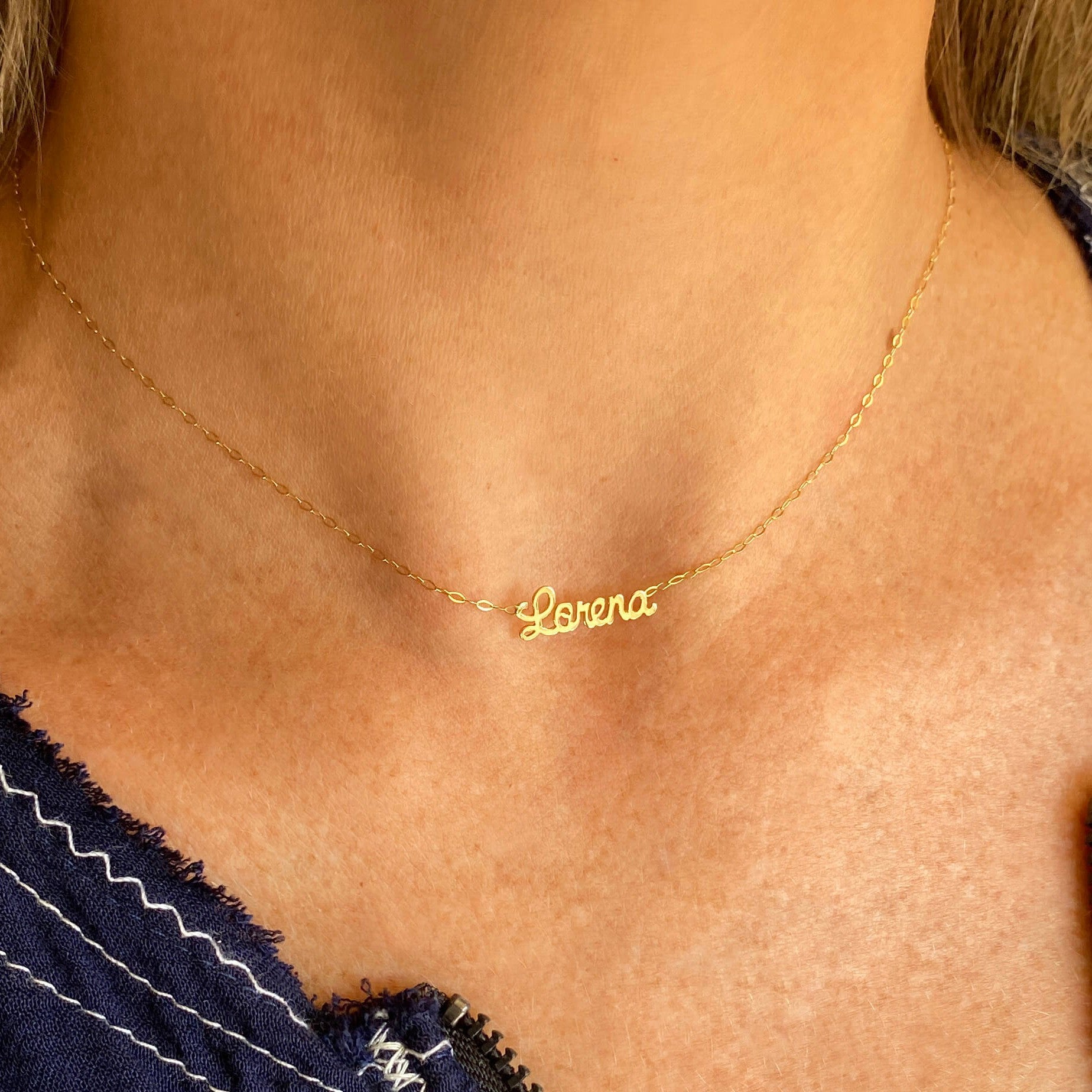 Colar Choker Nome Ouro 18k