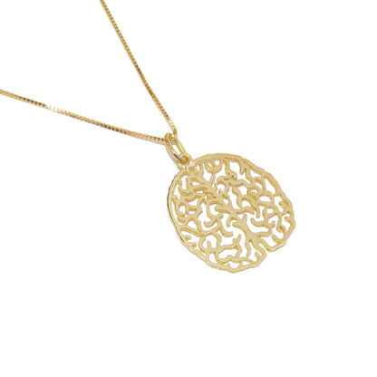 Colar Cerebro ouro em Fundo Branco