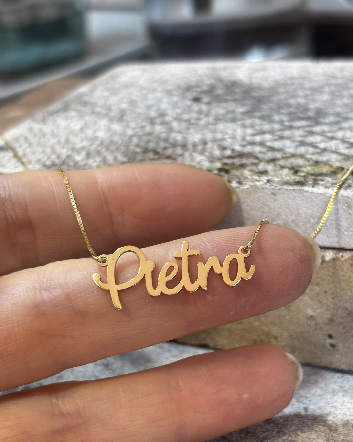 Colar Nome Grande Veneziana Ouro 18k