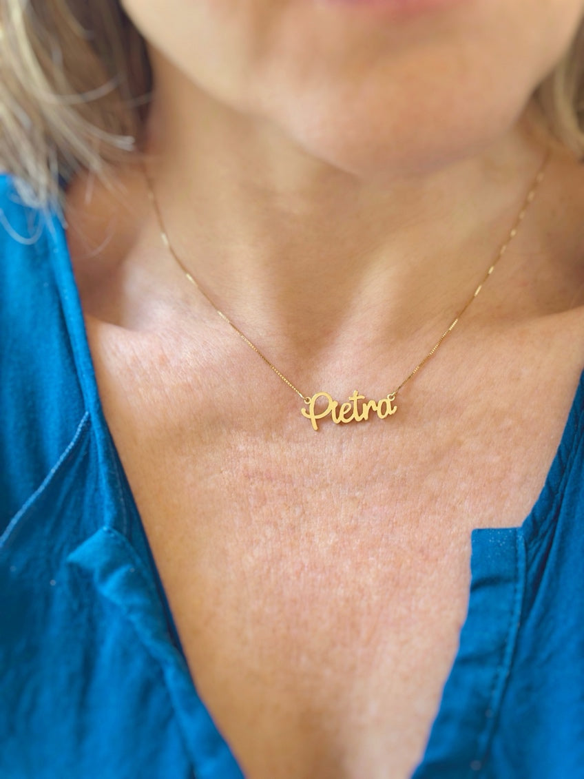 Colar Nome Grande Veneziana Ouro 18k