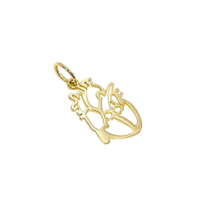 Pingente Coração Órgão Vazado Ouro 18k