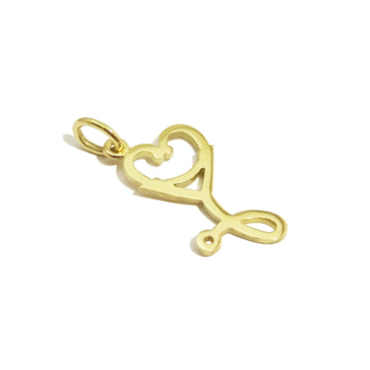 Pingente Estetoscópio Coração Ouro 18k