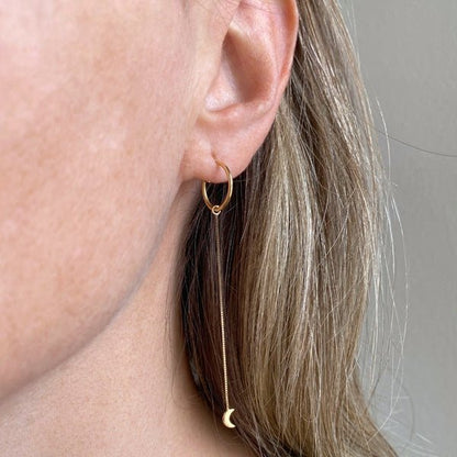 Fios de Brinco Lua Ouro 18k