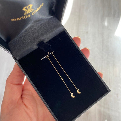 Fios de Brinco Lua Ouro 18k