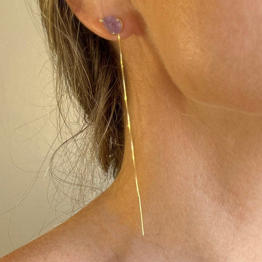 Fios de Brinco Corrente e Palito Ouro 18k