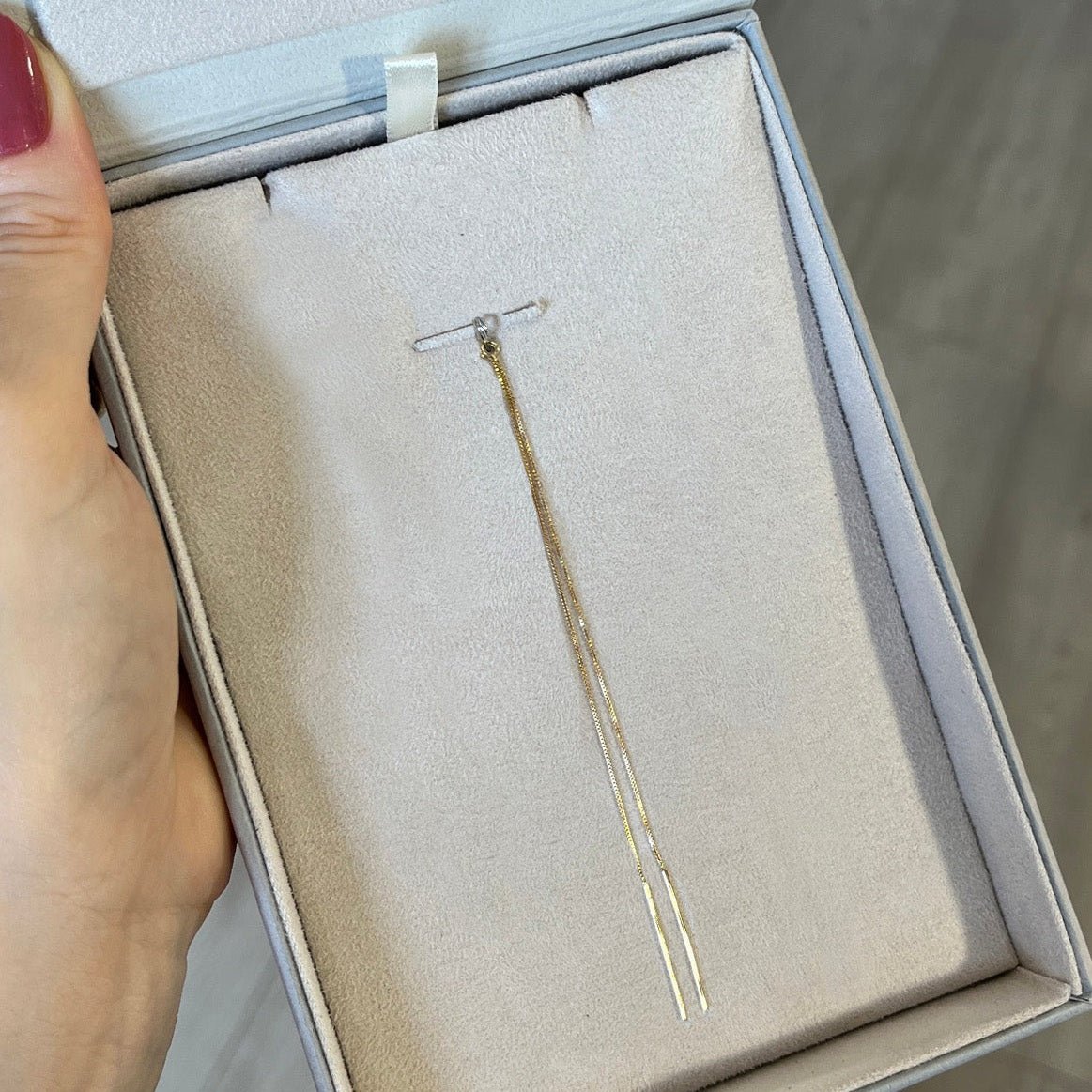 Fios de Brinco Corrente e Palito Ouro 18k