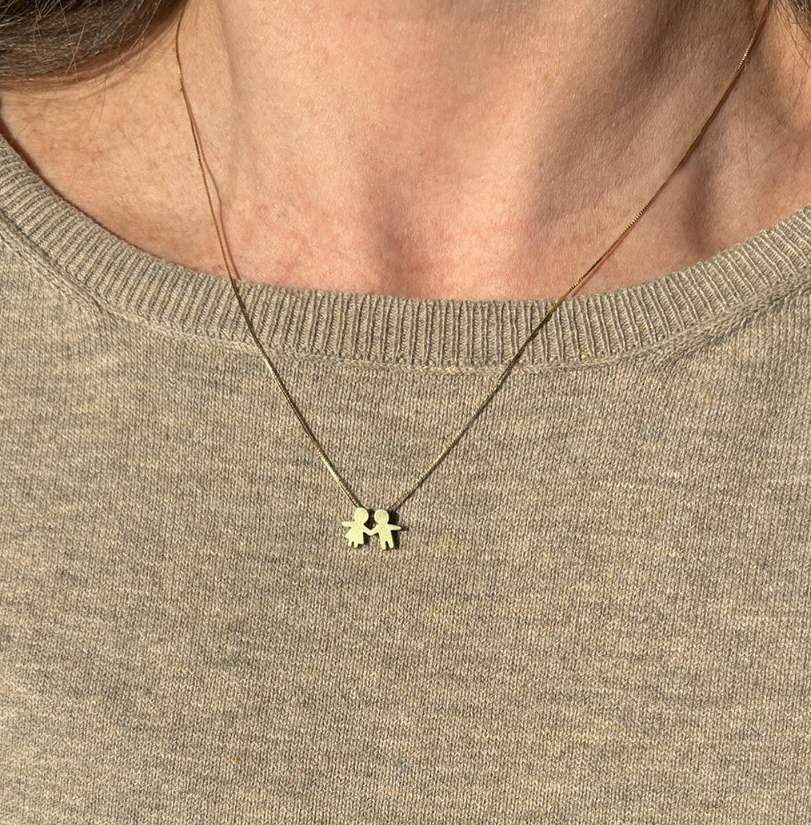 Colar Filhos Menina-Menino Mãozinha Ouro 18k