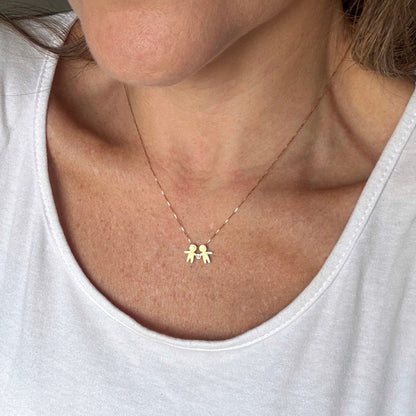 Colar Casal de Mãozinha 1cm Inclinado Diamante Ouro 18k