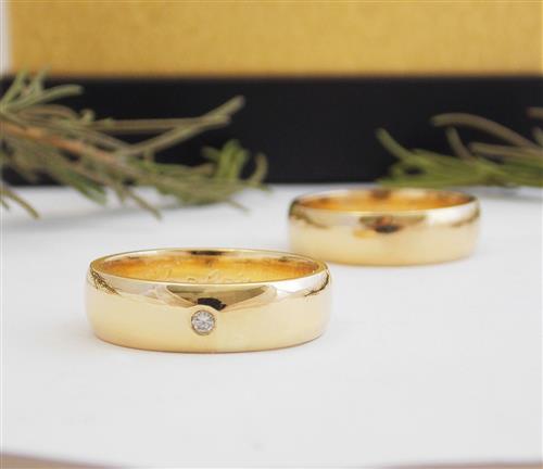 Alianças de Casamento Larga Ouro 18k Diamante