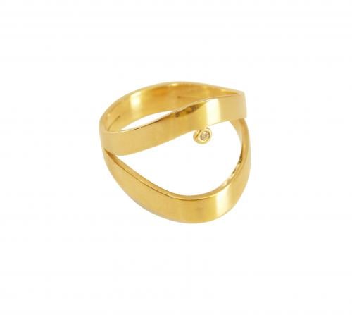 Anel Duplo Diamante Ouro 18k