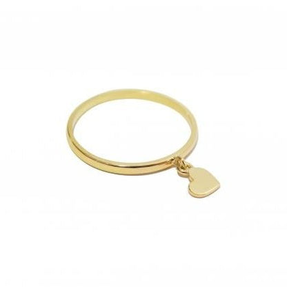 Anel de Ouro 18k Pingente Coração em fundo branco