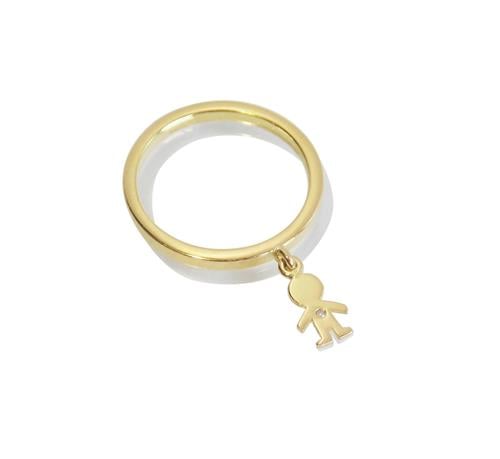 Anel Pingente Filho Diamante Ouro 18k