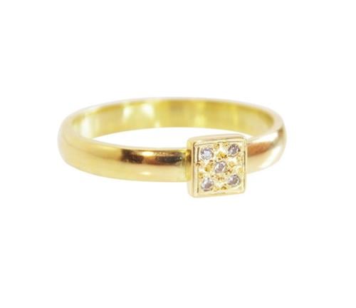 Anel Quadrado Ouro 18k