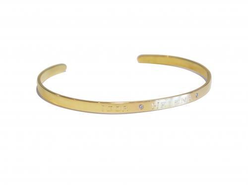 Bracelete Aberto Nomes e Diamantes Ouro 18k