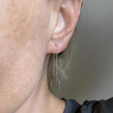 Brinco Corrente 2cm Gancho Pino Ouro 18k