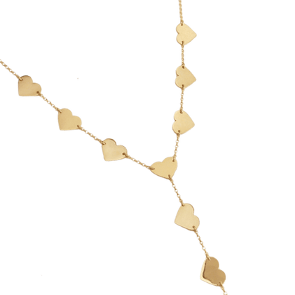 Colar Choker Gravatinha Corações Ouro 18k