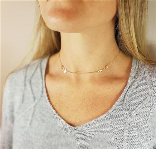 Colar Choker Letras Coração Ouro 18k