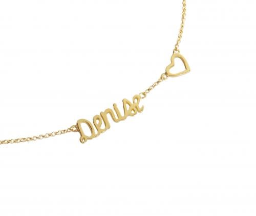 Colar Choker Nome Coração Ouro 18k