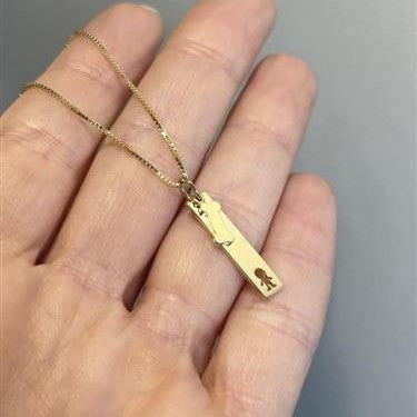 Colar Placa Menino Osso Ouro 18k