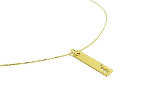 Colar Placa Retangular Menino Diamante Ouro 18k