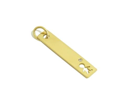 Colar Placa Retangular Menino Diamante Ouro 18k