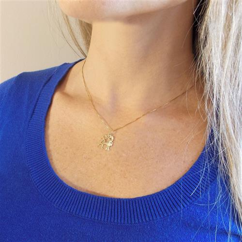 Pingente 2 Meninas Ouro 18k