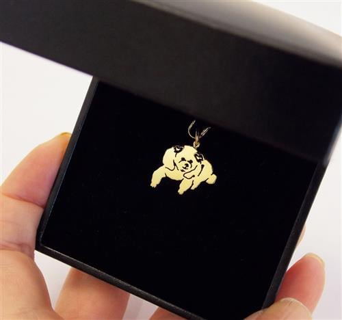 Pingente Poodle 2 Laços Personalizado Ouro 18k