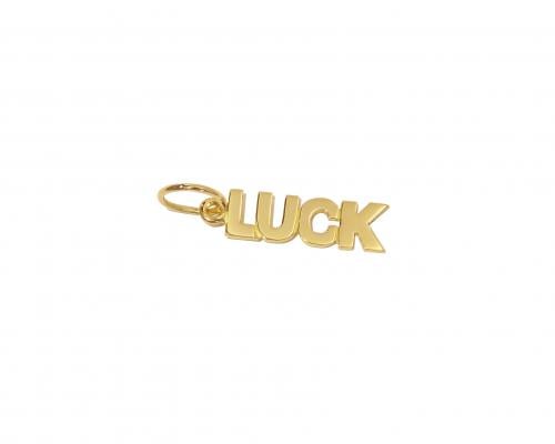 Pingente Palavra Luck Ouro 18k