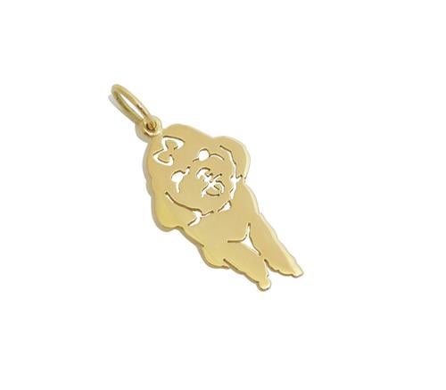 Pingente Poodle Laço Ouro 18k