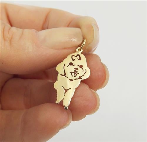 Pingente Poodle Laço Ouro 18k