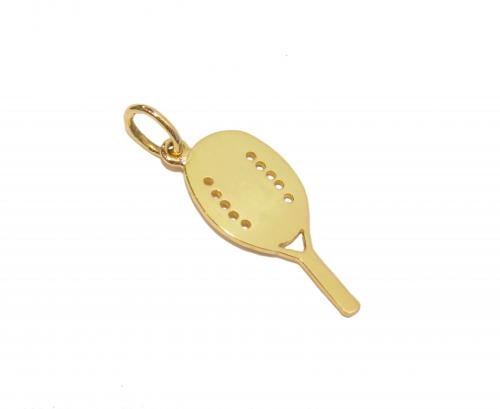 Pingente Raquete Beach Tenis Ouro 18k