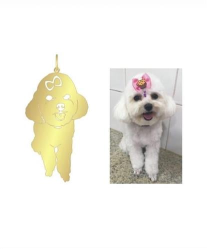 Pingente Poodle Laço Ouro 18k