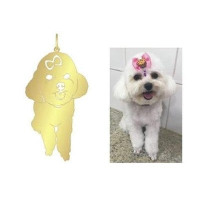 Pingente Poodle Ouro 18k Laço