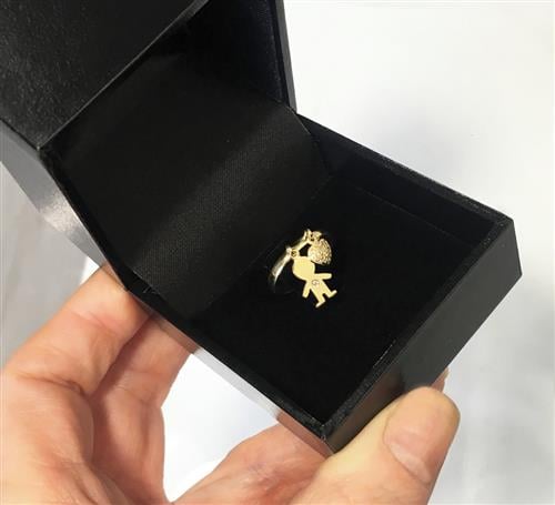 Anel Pingentes Filho Coração com Diamantes Ouro 18k