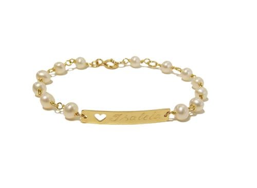 Pulseira Baby Melindrosa Pérolas Ouro 18K