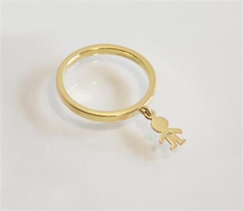 Anel Pingente Filho Diamante Ouro 18k