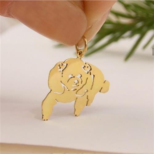 Pingente Poodle 2 Laços Personalizado Ouro 18k