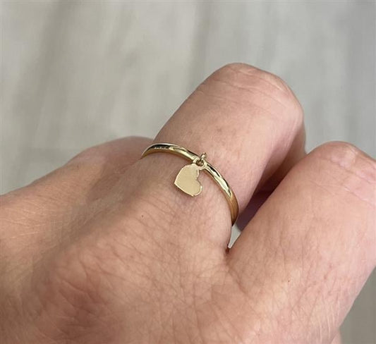 Anel Pingente Coração Ouro 18k