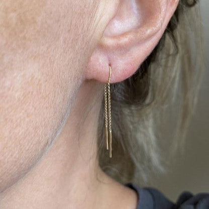 Brinco Corrente 2cm Gancho Pino Ouro 18k