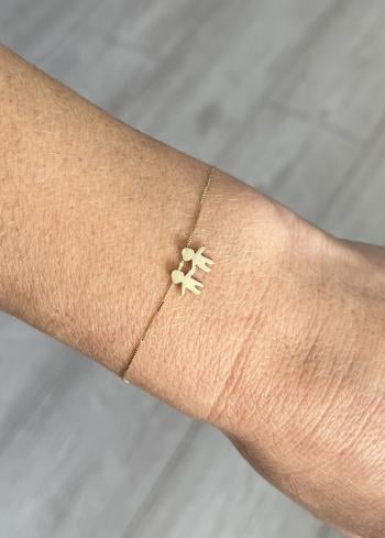 Pulseira 2 Filhos Menino Menina Mãozinha Ouro 18k