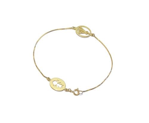 Pulseira Escapulário Menina Nossa Senhora Carmo Ouro 18K