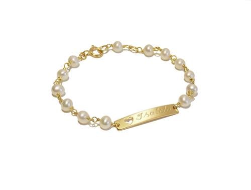 Pulseira Baby Melindrosa Pérolas Ouro 18K