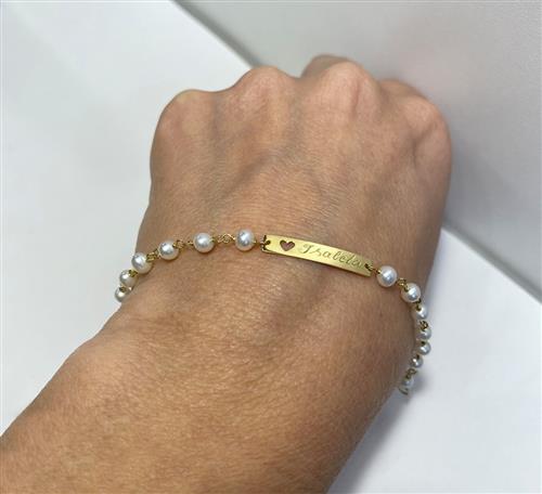 Pulseira Baby Melindrosa Pérolas Ouro 18K