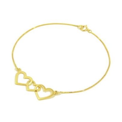 Pulseira Ouro 18k Três Corações